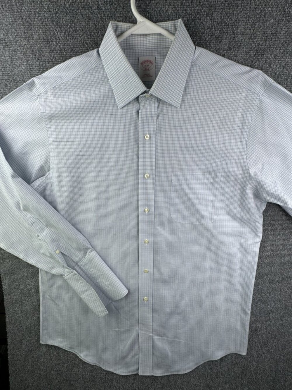 Brooks Brothers Shirt Long Sleeve Button Up Non Iron 16 34 Blue Check Cotton Men